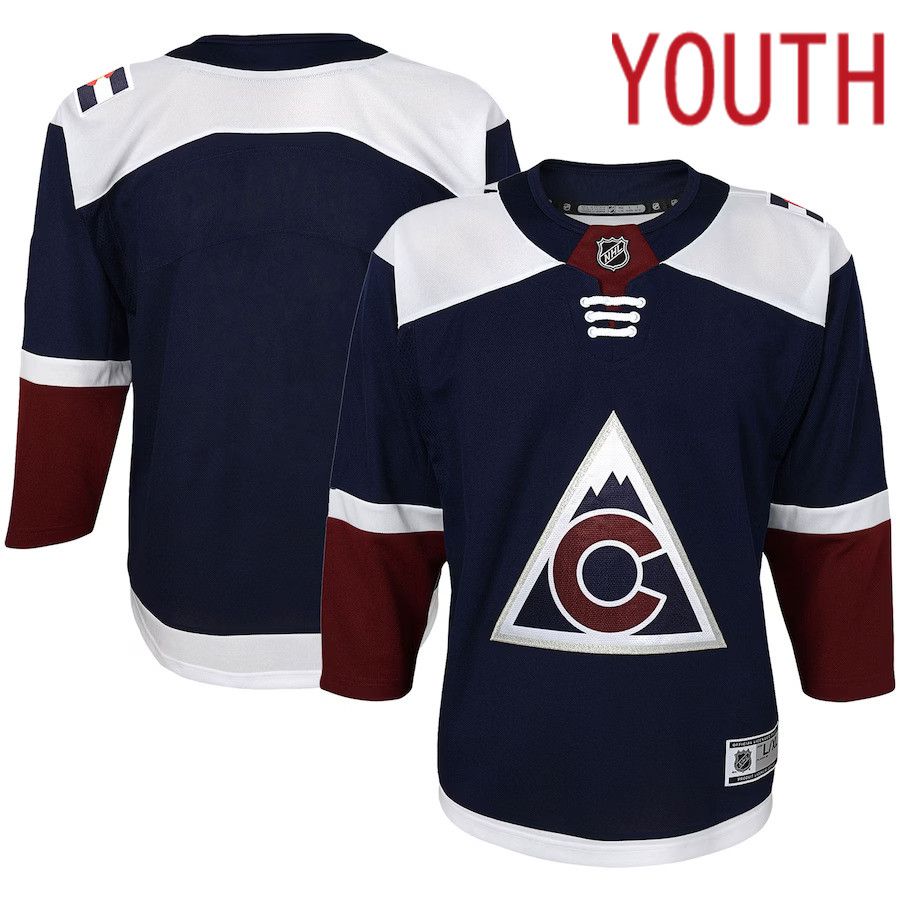 Youth Colorado Avalanche Navy Alternate Premier NHL Jersey->customized nhl jersey->Custom Jersey